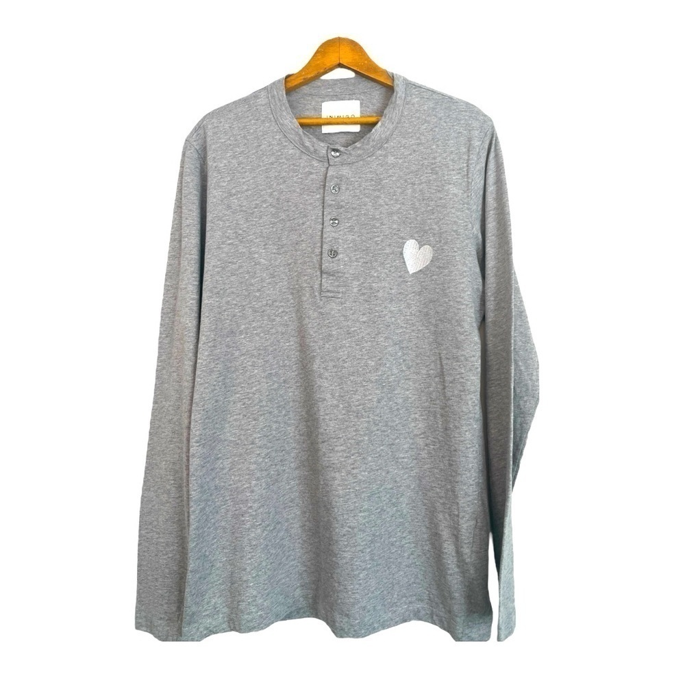 Inimigo Grey Long Sleeve Henley Shirt Men's Size Medium